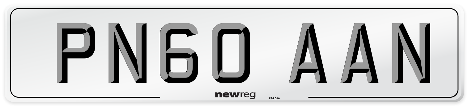 PN60 AAN Number Plate from New Reg